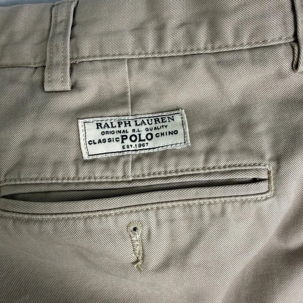 Polo Ralph Lauren Hammond Pant Mens 38x34 Tan Khaki Double Pleated Cuffed Chinos
